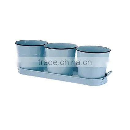 Home &Garden Enamel gardening ice basin tray with 3pcs mini bucket