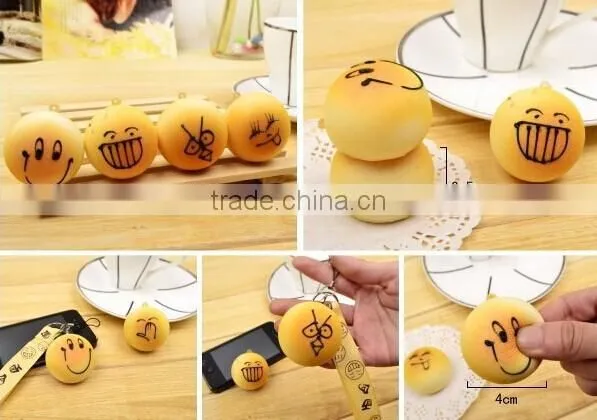 new arrival artificial imitated fake key replica faux lovely Silicone bread food pendant phone chain