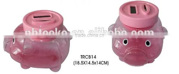 Plastic pig shape digital money jar/coin saving box