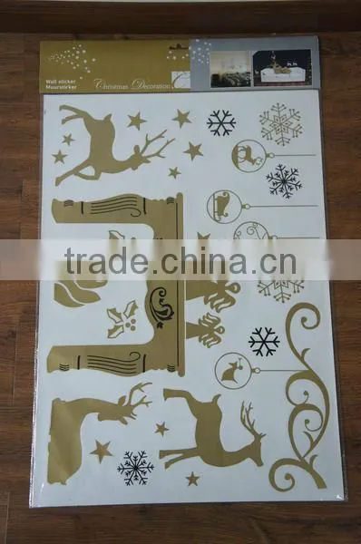 Foil Sleigh and Reindeer Vinyl Christmas Peel and Stick Instant Holiday Wall Sticker Decals