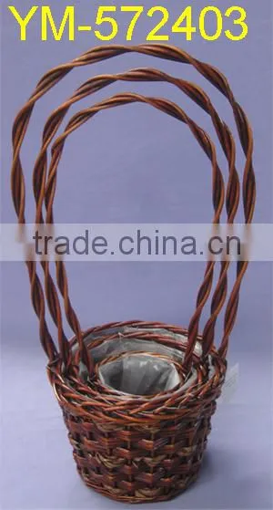 New Design Handmade Willow Flower Basket With Handle ,Good quality
