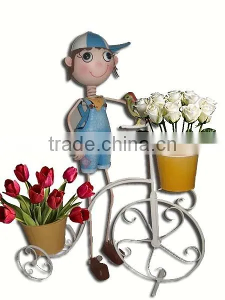 Cute boy iron bicycle home decor