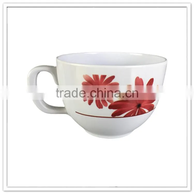 EU standard flowers printed white melamine bulk afternoon tea cup