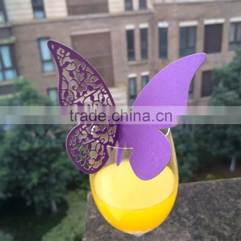 party favors supplier wine glass card laser cut wedding invitation card