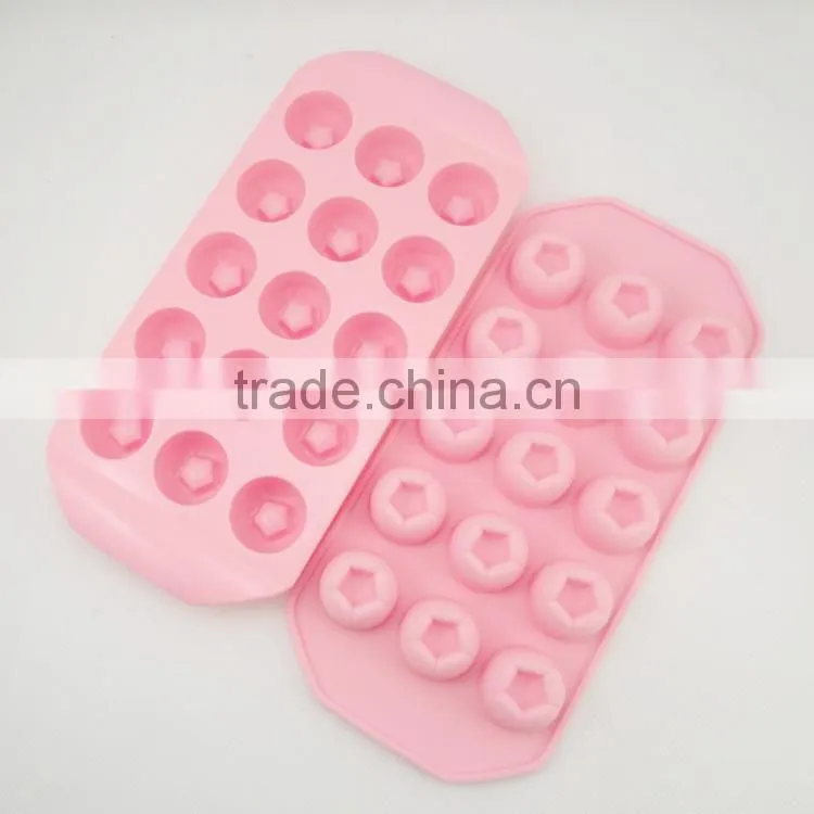 Fancy 15 cup five star shaped chocolate shape silicone ice cube maker