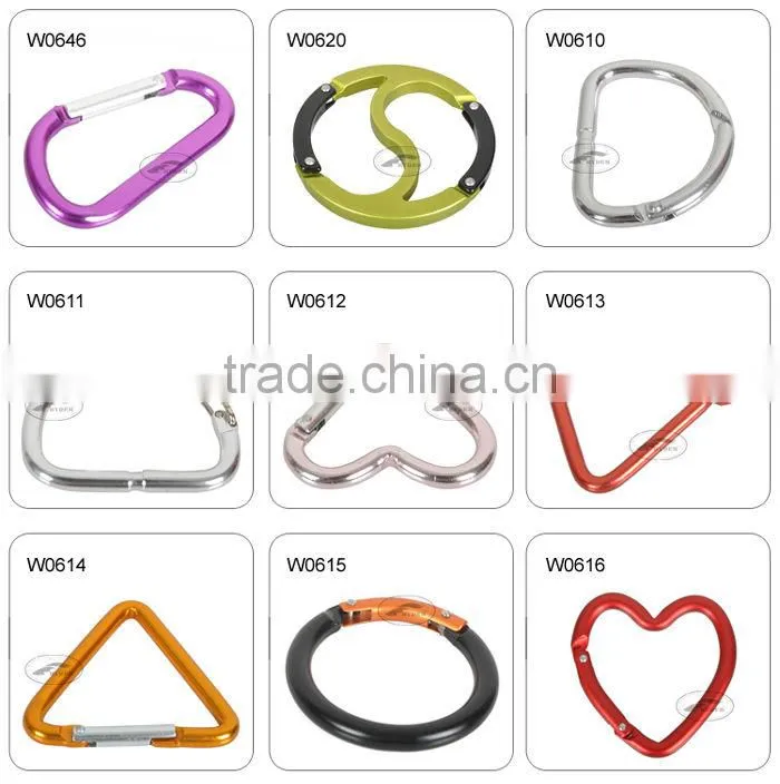 Purple Camping Aluminum Karabiner Clip with Strap