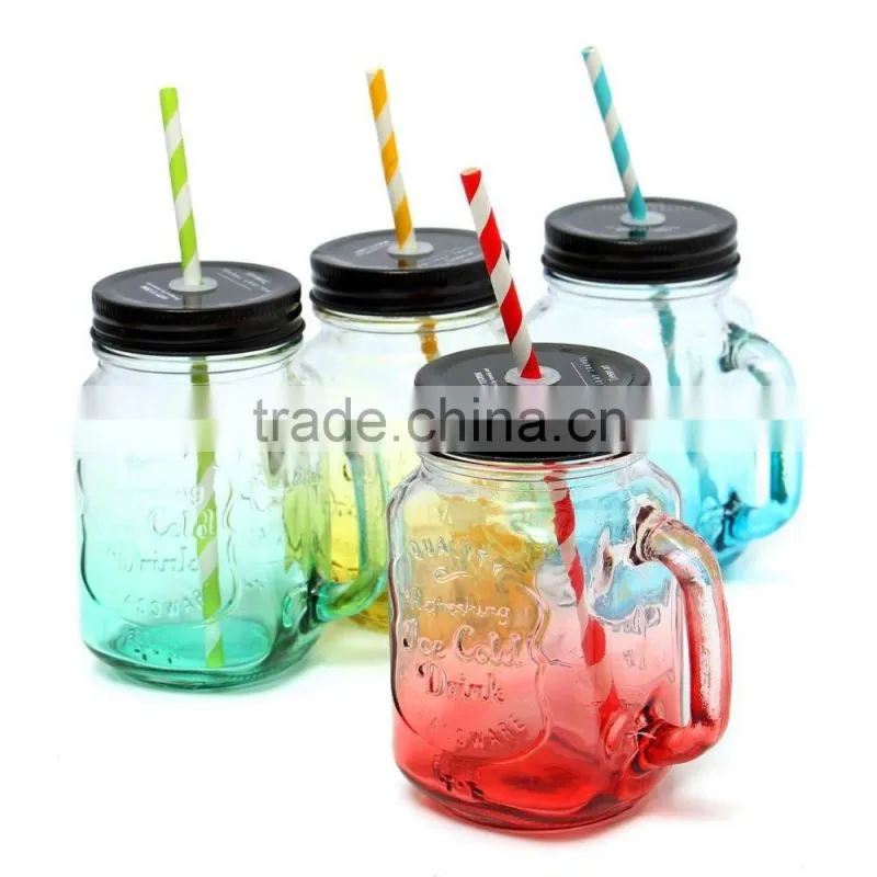 The Glass 500ml Fashional Vintage Mason Glass Drinking Jar