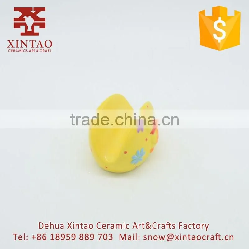 Decorative ceramic table yellow chicken shaped napkin holder for sale