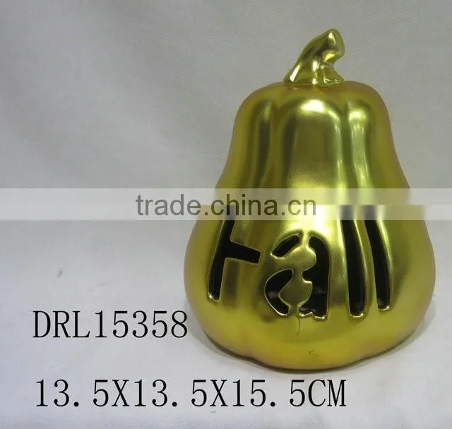 golden pumpkin ceramic lantern hollow letters festival holloween decorations
