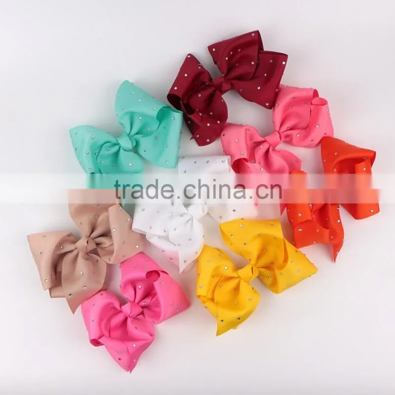 Promotion seasonal women large rhinestone jojo siwa hair bow with clips