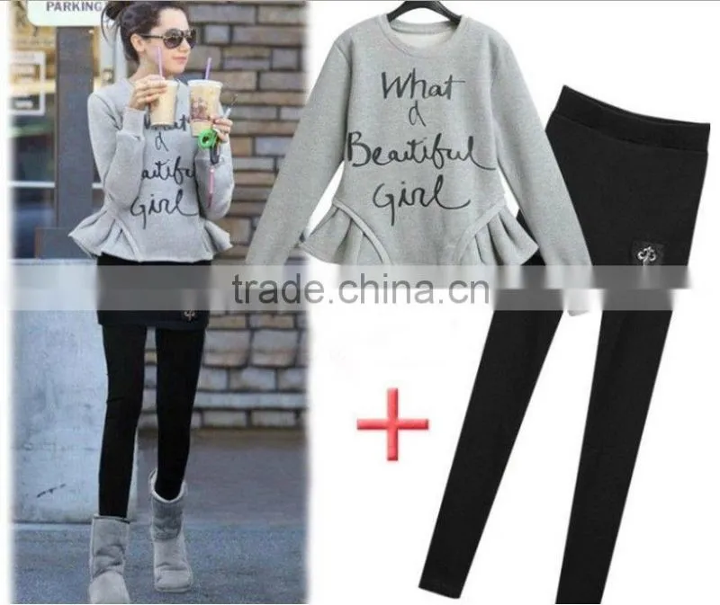 2014 Spring New Women Fleece Tracksuit Jacket And Pants Jumper Sweatshirt