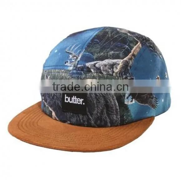 Adjustable Plain Suede Brim 5 Panel Camp Cap