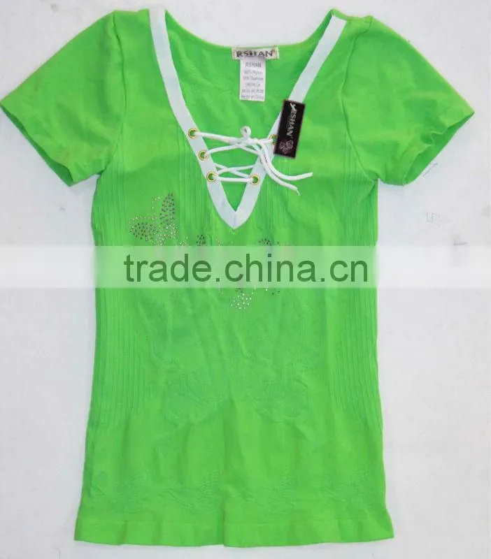 Women Casual V-Neck T-shirt Smooth Seamless Comforts Top Shirt