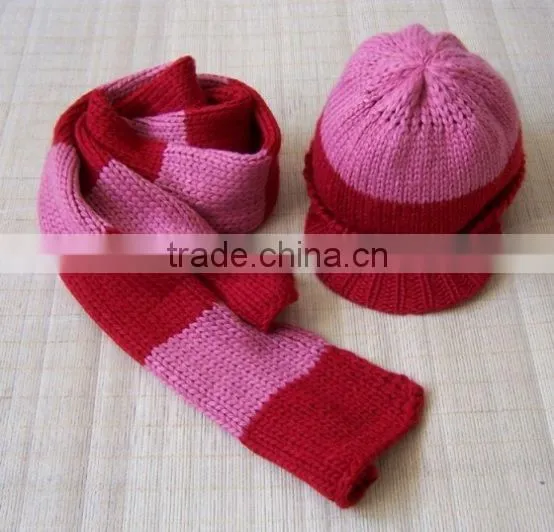Various design Jacquard fashion winter knitted scarf hat glove sets