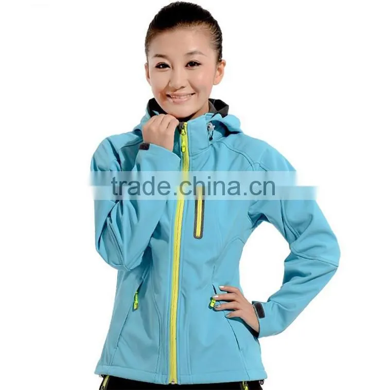 OEM ODM Customize Brand Women Outer Sports Polyester Soft Shell Jacket
