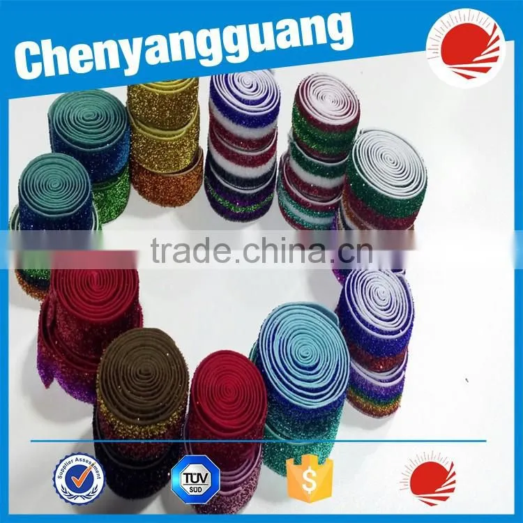 2017 Hot Sparkle Elastic Folding over Elastic Tape for Wristband/Party Decoration