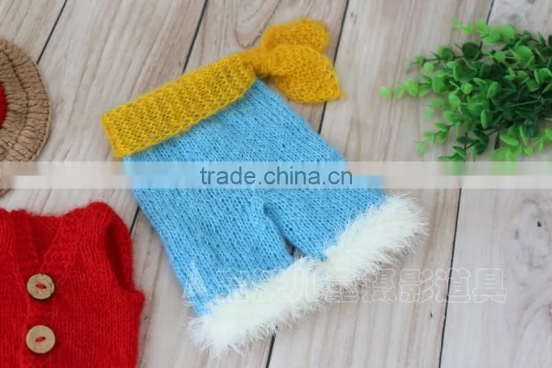 Baby Pants Set Knit Newborn Baby Boy Bonnet and Shorts Vintage Infant Clothes Photography Props