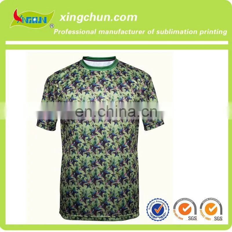 100% Polyester full color print T-shirt without MOQ