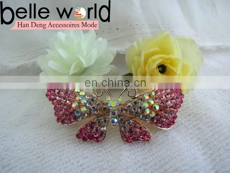3 Designs Women's Rhinestone Butterfly Barrette Clip