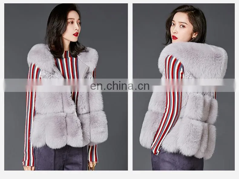 2017 New Fashion Real Fox Fur Geilt High Quality Fur Vest With Hood