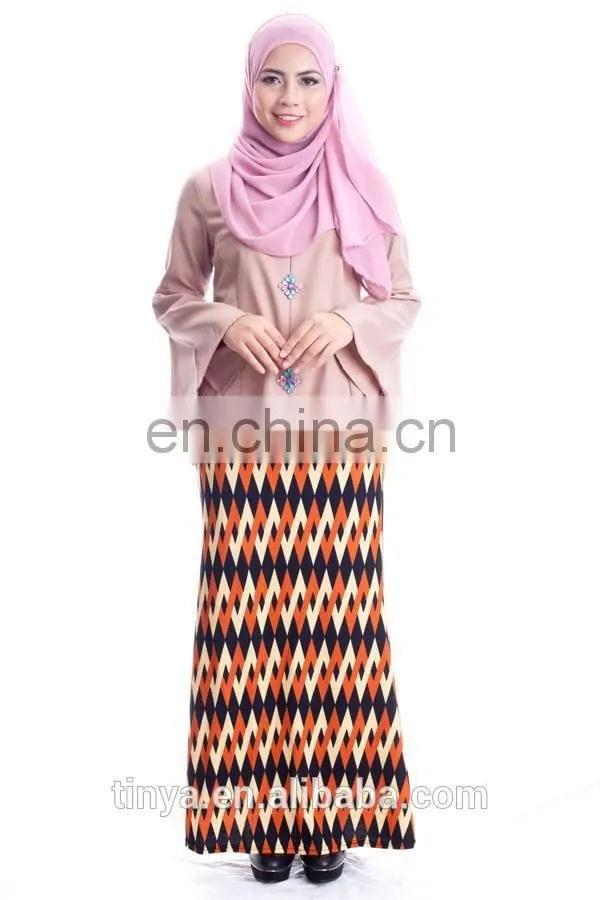 2017 modern malaysia flare sleeve muslim dress baju kurung for women maxi dress