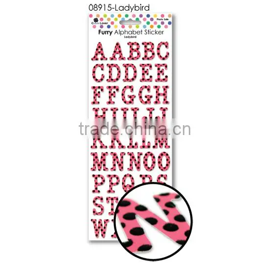 DIY Craft Scrapbook Colourful Animal print Alphabet sticker Furry Felt letter sticker