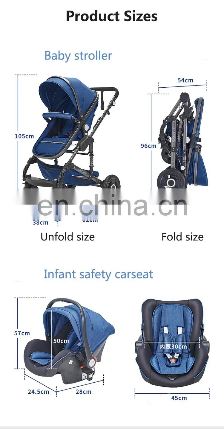 Wholesale cheap travel system luxury baby stroller 3 in 1 with carrycot and carseat