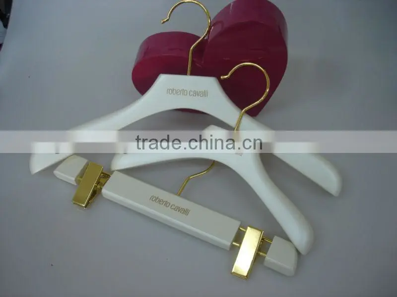 Children wooden top hanger yellowish white kids wooden hanger