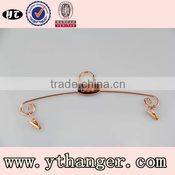 top quality fashion style metal wire shiny color lingerie hanger
