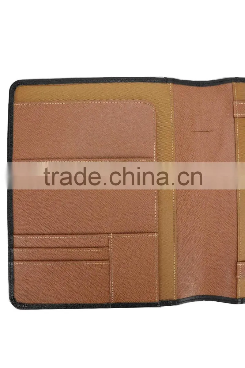 Wholesale High Quality Custom Zip A4 Size Genuine Saffiano Leather Office File Bag Document Folder Notebook