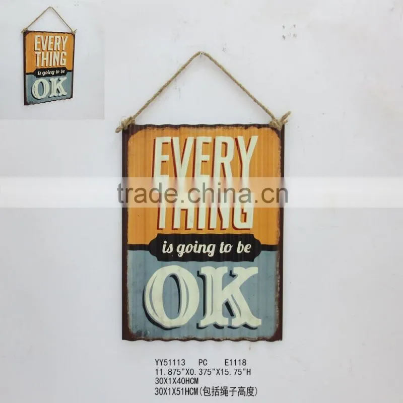 Factory vintage wave shape custom metal sign, metal wave tin plaque, factory advising plaque