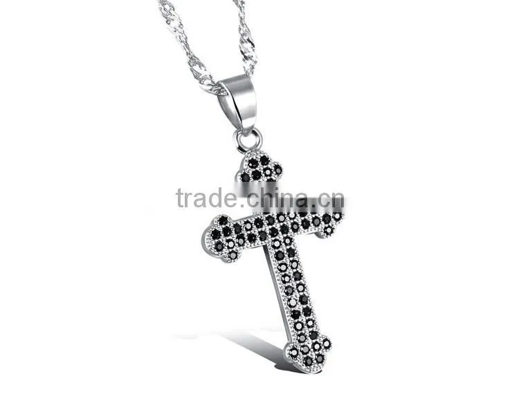 Drill microscope zircon set auger cross pendant gold plated necklace unisex lover gifts