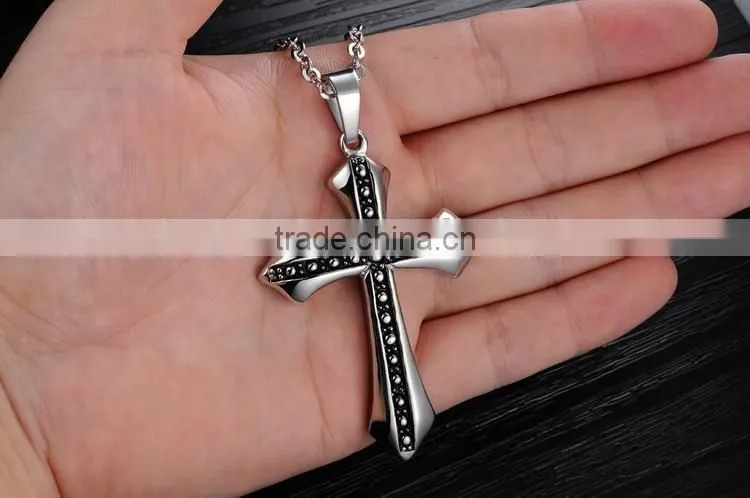 Classic fashion men cross charms pendants necklace include stainless steel chain paypal accept