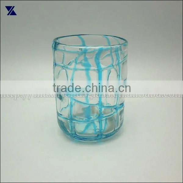 Hot Sale Clear With Orange Strip Cylinder Stemless Glass Tumbler