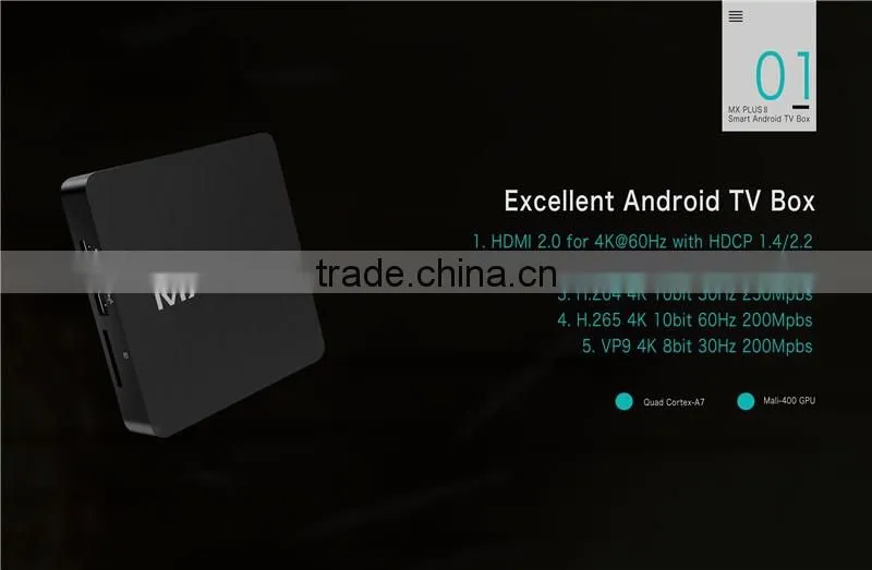MX Plus II RK3229 TV Box Quad Core Android 4.4 Kitkat Bluetooth 4.0 1G/8G 4K H.265/H.264 Kodi Pre-installed Smart Media Player