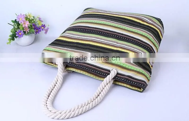 Stripe handbag full color canvas women bag white geometric patterns atmospheric canvas handbags on sale