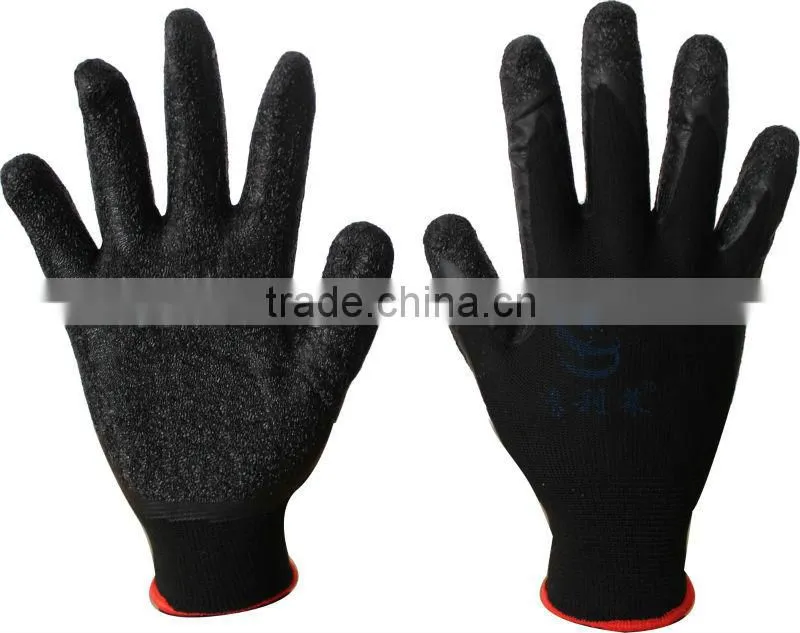 crinkled latex glove/cut resistant glove/safety glove