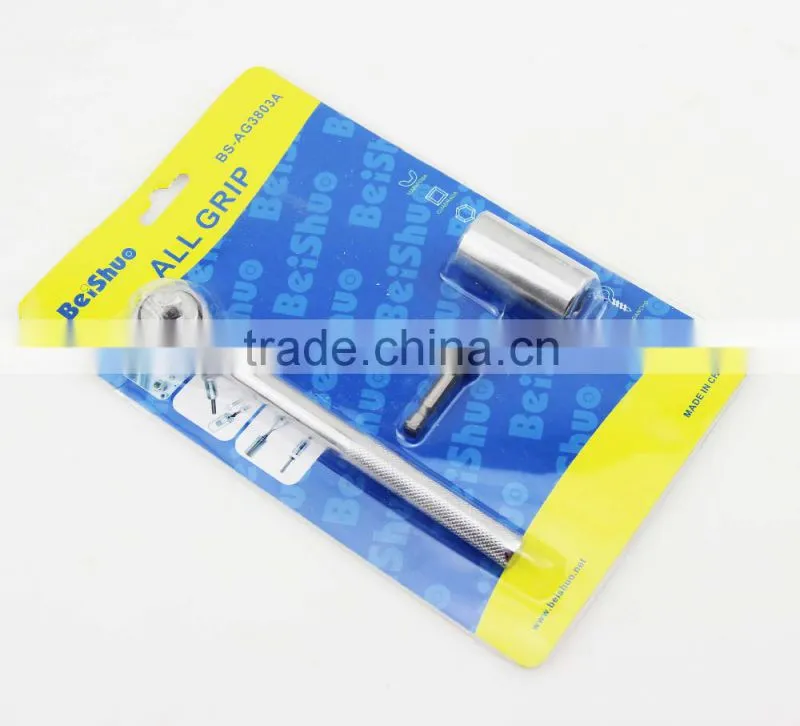 all grip universal socket wrench set with chrome surface