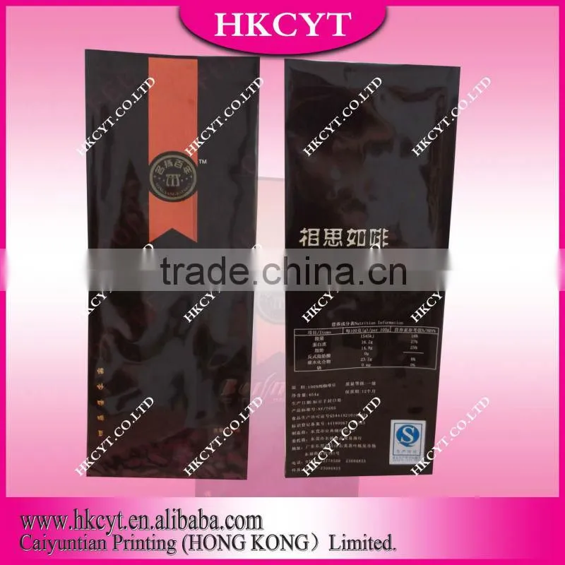 Mylar foil coffee packaging bag with valve