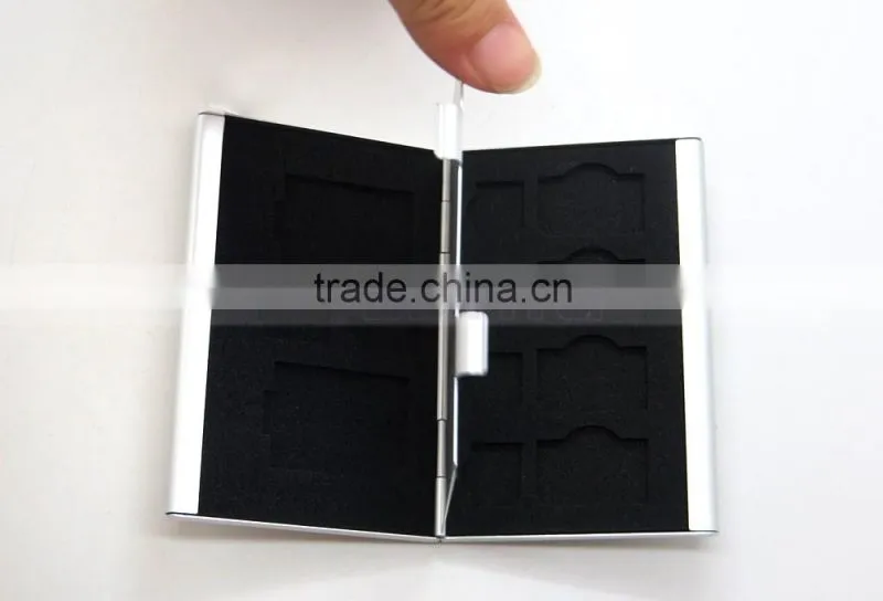 Aluminium Alloy EVA Sponge Memory Card Storage Box Protecter Case 2x for SD card, 2x TF Card, 4x SIM Card 4x Micro SIM Card