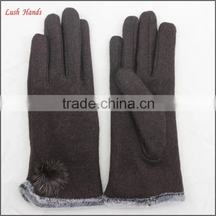 women top brown woolen hand gloves spring thin hand gloves