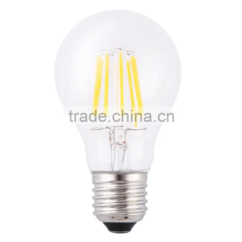 Alibaba China high quality string bulb A60 A19 indoor lighting bulb E27 e26 b22 6W led filament bulbs