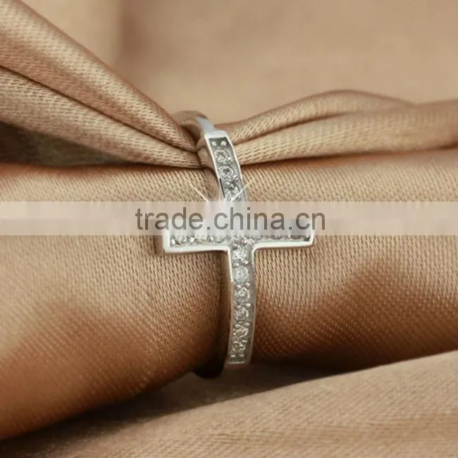 Wholesale Price Latin Cross CZ Stone Decorated 925 Sterling Silver Rings