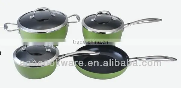 hard-anodized aluminium cookware with high temperature painting outside