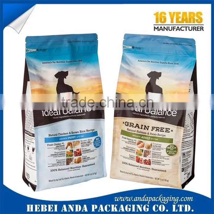2016 Alibaba Hot Sale Aluminum Foil Dog Food Packaging Stand up Bags