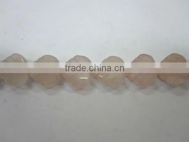 Chinese Rose Quartz carved leave