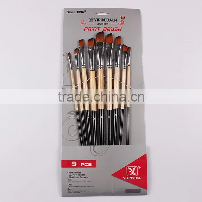 Free Sample Angular Shape Of Nylon Hair 9pcs Set Artist Brush Watercolor Brush In Stock