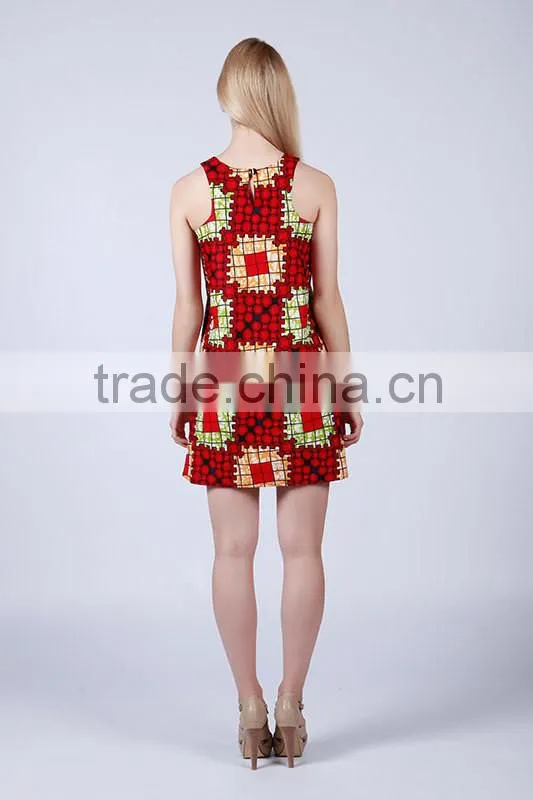 sleeveless A line shift wax print kitenge short african design dresses