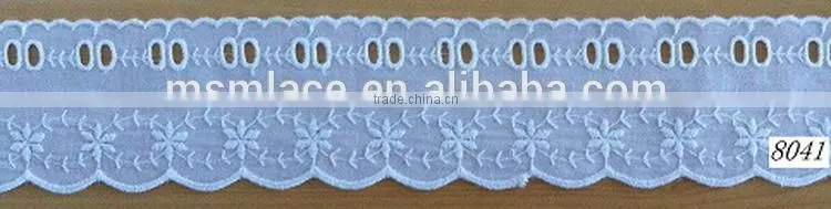 Top grade hot sale eyelet cotton lace trim embroidery