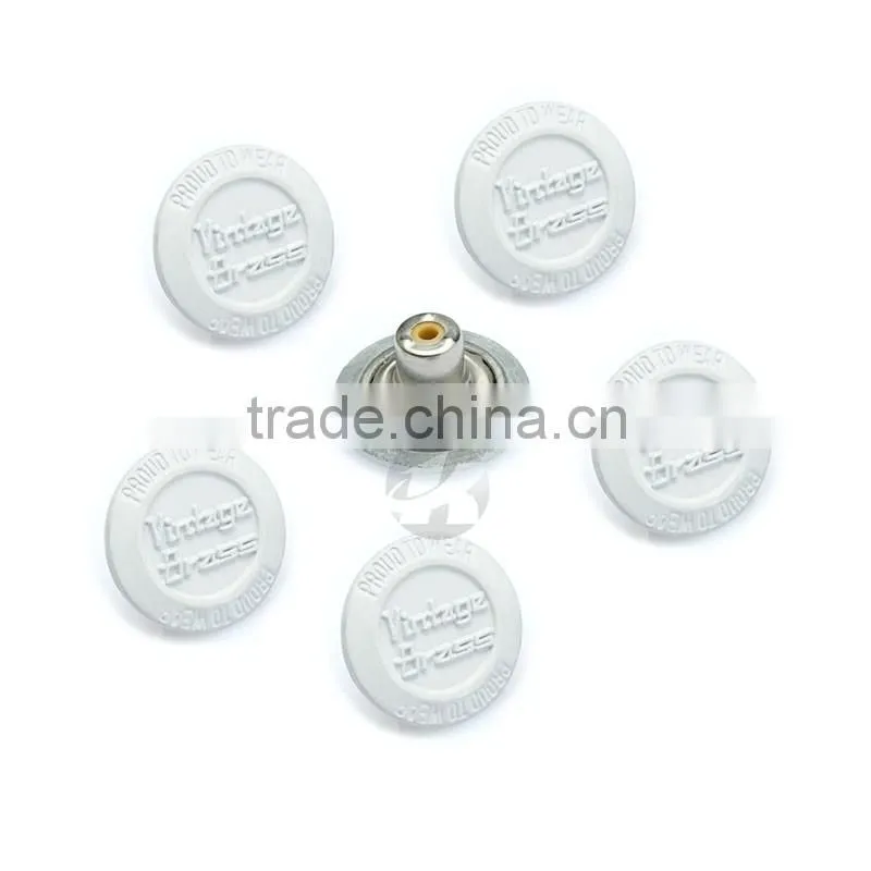 Custom White Embossed Logo Metal Alloy Jeans Button